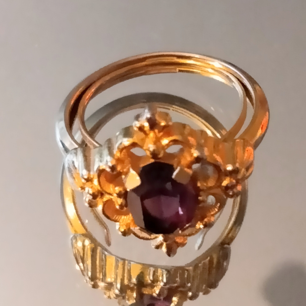 Vintage Gold Purple Ring size 6 Vintage*Bundle Two Jewel items Send Me $30 Offer